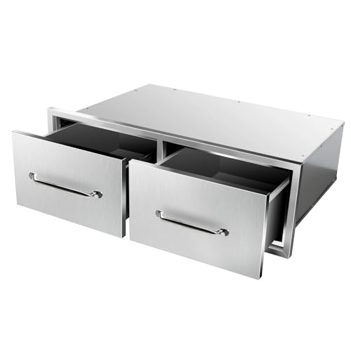 Pohadr Outdoor Kitchen Drawers 30" W x 10" H x 20" D Stainless Steel Single Drawers with Ergonomic Handle for BBQ Island, Patio Grill Station & Outdoor Kitchen Cabinets