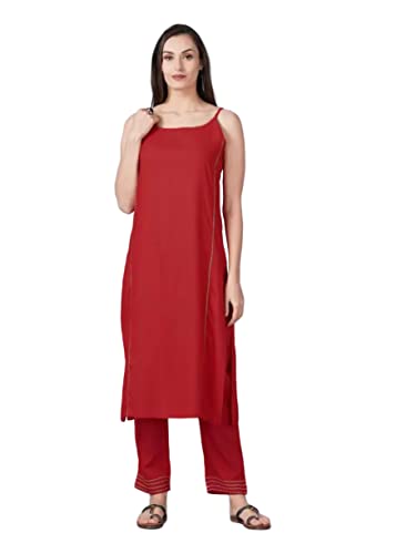 Image of Aziz Textiles Women's Rayon Sleeveless Straight Kurti for Women & Girls