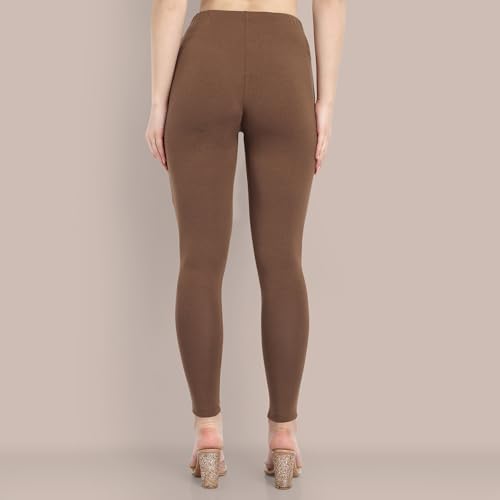 Image of ONE SKY Women Full Length Leggings | Cotton Modal Spandex Blend | High Waist Stretchable & Bio-Washed Fabric | Colour-Lock Technology | Comfortable Leggings for Women