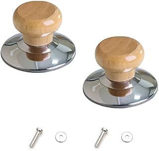 2pcs Pot Lid Knob Pot Lid Top Replacement Knob,Anti-Scalding Wood Round Kitchen Saucepan Lid Knobs,Cookware Replacement Handles for Frying Pans, Oil Pans, Kettles