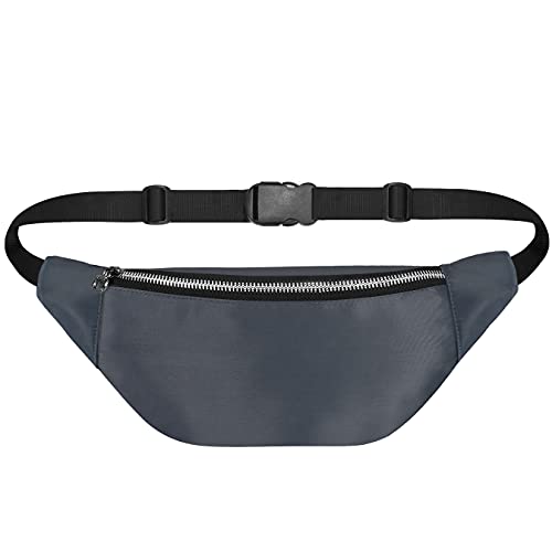 Image of Unisex Waist Pack Travel Handy Hiking Zip Pouch Elegant Style Document Money Phone Belt Sport Bag Bum Bag for Men and Women Nylon Adjustable Strap (Lava Gray Metal Zip)