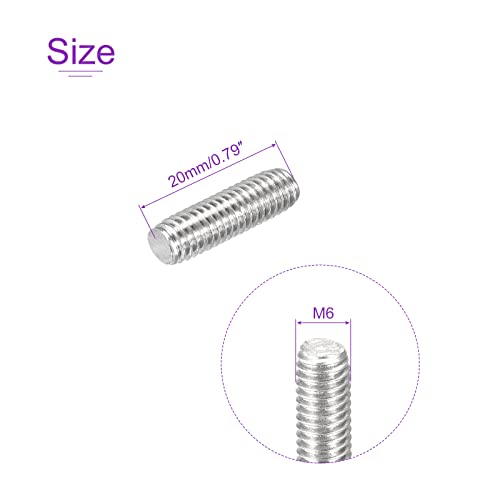 Dmiotech 20 Pack M6X20Mm Fully Threaded Rod 304 Stainless Steel Right Hand Threads Rod #TOP2
