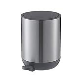 Round Barrel Stainless Steel Trash Can Pedal Type Household Garbage Can with Cover Simplicity Creative Covered Closable Trash Bin 5L/1.3 Gallon Garbage Bin (Color : Black) (Black)