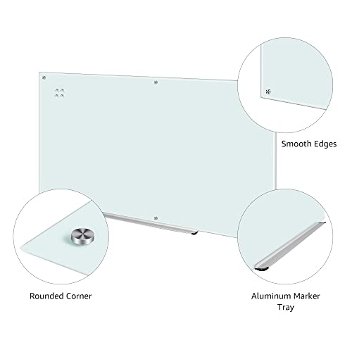 Image of Amazon Basics Glass Dry-Erase Board, Magnetic Frameless Whiteboard, Easy to Install, 96W inch x 48H inch