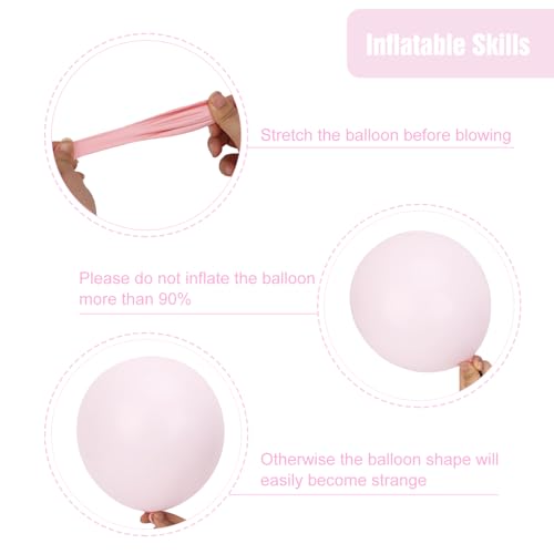 Image of RUBFAC Pale Pink Balloons 129pcs Different Sizes Pack of 18 12 10 5 Inch, Latex Light Baby Pastel Pink Balloon Garland Arch Kit for Baby Shower Engagement Bachelorette Wedding Birthday Party