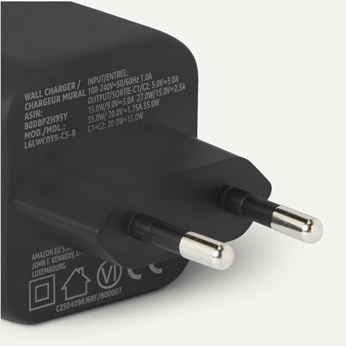 Miniatura 3 de Amazon Basics Cargador de Pared USB-C Nano GaN de Carga Rápida, 35W y 2 Puertos para Tablets y Teléfonos, Negro