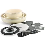 グリーンパン 鍋・フライパン 8点セット 取っ手着脱式 IH・ガス火対応 セラミックコーティング PFASフリー 有害物質・フッ素樹脂不使用 ダイヤモンド粒子配合 重ねて収納 オーブン調理可 【クリックシェフ】 オックスフォードブルー CC009791-104