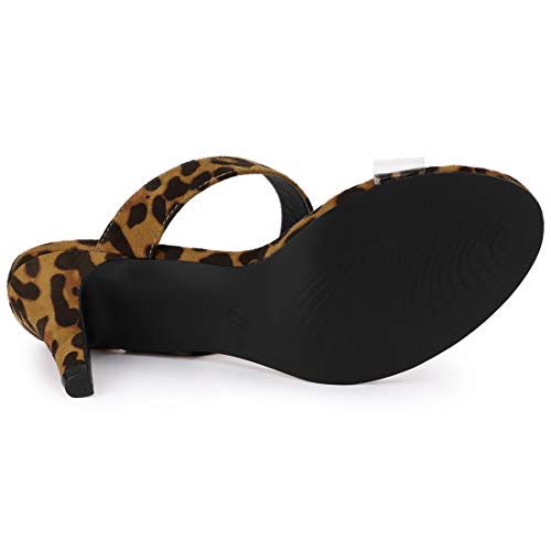 Allegra K Women's Clear Strap Stiletto Heel Leopard Slides Sandals - 7 M Us #TOP5
