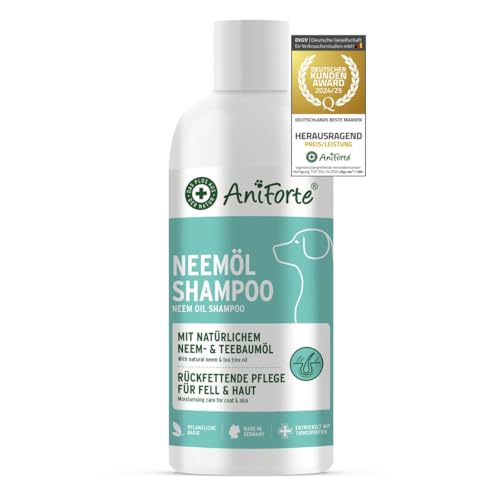 AniForte Neemöl Shampoo für Hunde 500ml - Hundeshampoo parfümfrei, Pflegeprodukt bei Juckreiz, Hautfreundlich, Pflegend und leicht kämmbar, Angenehm im Geruch