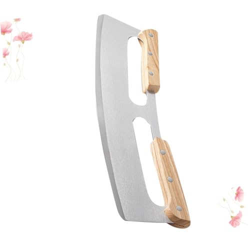 FUNOMOCYA 1Pc Stainless Steel Pizza Cutter Rocker with Handles Sharp Blade for Effortless Pizza Slicing and Vegetable Chopping Professional Pizza Cutting Tool