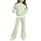 JiAmy Girls Tracksuit Set 2 Piece Outfit Long Sleeve Sweatshirt Jogger Pants Athletic Clothing Set for Kids 4-5T Green