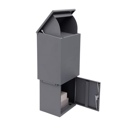 Hagrany Galvanized Steel Parcel Delivery Box, Parcel Drop Box for Outside, Wall Mounted Locking Mailbox for Packages，Large Capacity, 13.4''H x 17.2''W x 37.8''D (Grey)