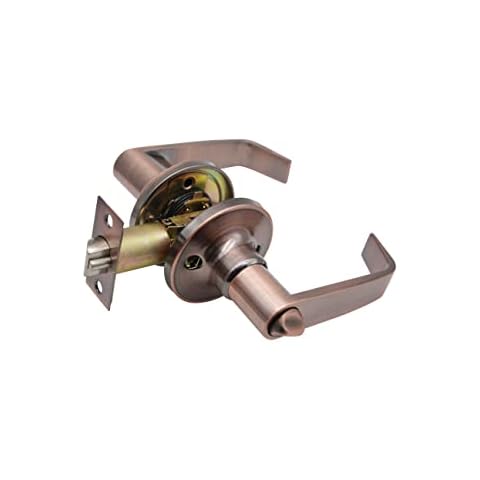 LOCKSET Privacy Door Lever Lock Set, Door Handle for Bedrooms and Bathroom. Antique Copper Cover