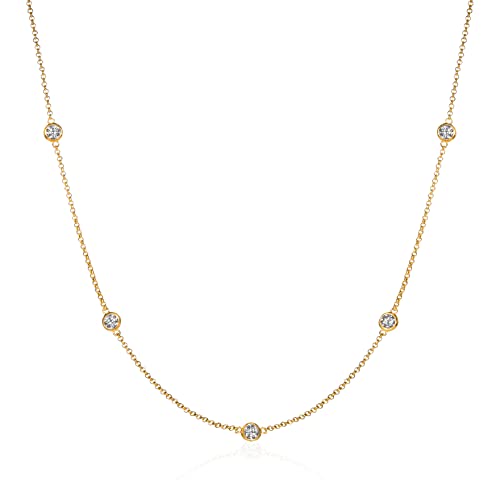 Namana Long Sautoir pour Femme - Collier de 45 cm avec Pierre en Zircon, Chaîne Or pour Femmes et Adolescentes - Pochette Bijoux Incluse