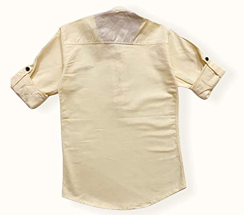 Image of PEPILIO Kids Stylish Solid Style Cotton Mandrain Collar Regular Fit Kurta|| Formal Boys Shirt || Casual Wear Buttoned Kurta for Boys