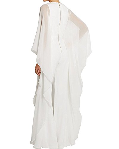 BeneGreat Women's Long Sleeves Jumpsuit Elegant Wide Leg Bat Sleeve Romper Flowy Outfit (L, White)
