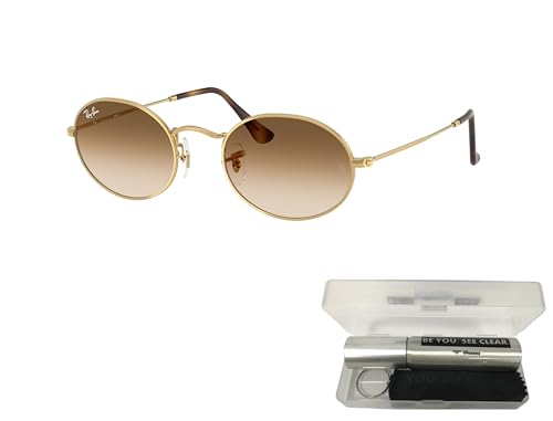 Ray-Ban RB3547 Sunglasses Bundle: RB 3547 OVAL 001/51 Oval Arista Clear Gradient Bro and Eyewear Cleaning Kit2