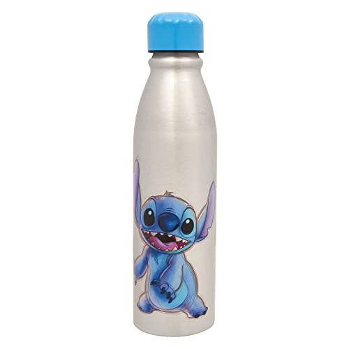 Disney 100 Aluminum Water Bottle 600ml – Official Merchandise by Polar Gear, Kids Reusable Non Spill BPA Free Recyclable - Ideal For School Nursery Sports Picnic, Silver
