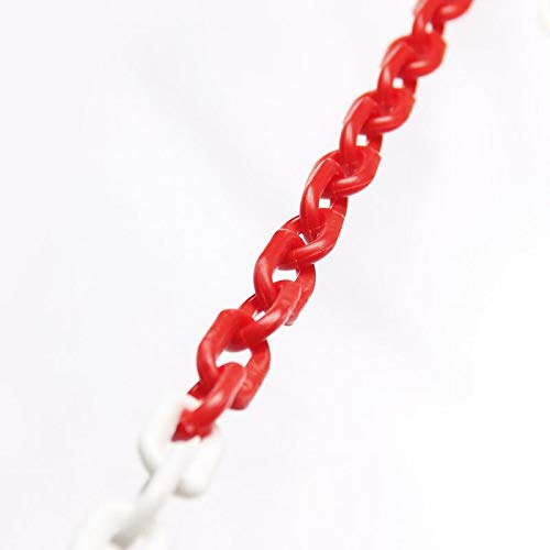 KATSU Absperrkette Kunststoffkette 25 Meter 8mm x 25m gut sichtbare weiße und rote Kunststoff-Gliederkette für Warnsicherheit, Parkplatz, Massenkontrolle, Verkehr, Warteschlangen 990943