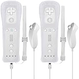Leikurvo 2er Set Wii-Fernbedienung Gamecontroller, Controller Remote mit Nunchuck Controller für Vernbedinung Remote Plus Ersatz Kontroller Jostick Game Handle für Wii/WiiU Konsole(Weiß)