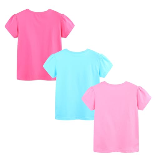 HILEELANG Girl Short Sleeve Tees Easter Graphic Cotton Summer T-Shirts 3Packs2