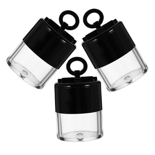 Genérico 3 Cajas Polvo De Cabeza De Hongo Excoriación Contenedor De Hojaldre Tarros De Cosméticos De Viaje Contenedores Sueltos Bocanadas De Polvo para Polvos Faciales El Plastico Black