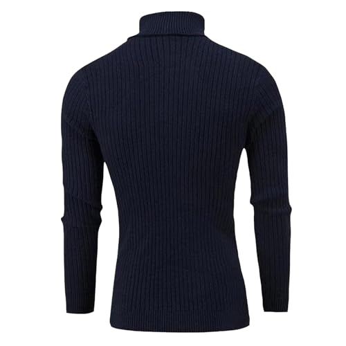 Men's Turtleneck Sweater Classic Pullover Sweaters with Twist Patterned Cable Knitted Casual Thermal Sweaters Black3