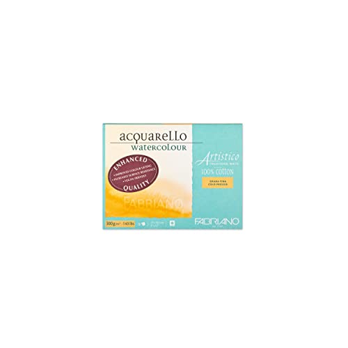 Honsell Fabriano Artistico Acquarello, Natural White, Fine Grain, Cold Pressed, 23 x 30.5 cm, 20 Sheets, 300 g/m²