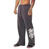 BOOMLEMON Herren-Jogginghose mit Grafikdruck, Baggy, leger, Workout-Hose, Bandana, Punk, Streetwear, Jogginghose mit Taschen, The Dawn Grey, X-Groß