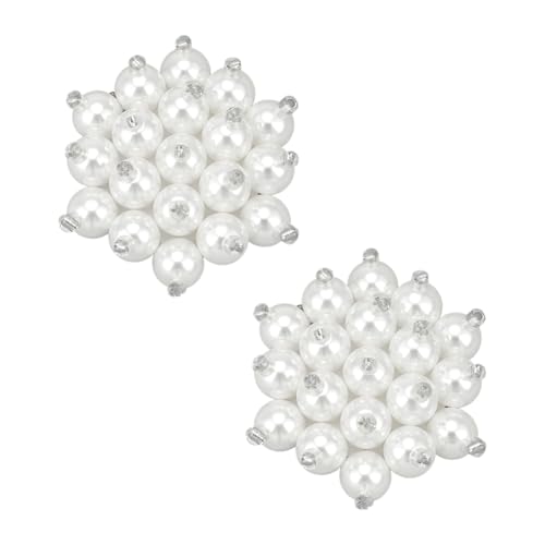 FINGERINSPIRE 2Pcs Pearl Flower Shoe Clips 1.16x1.2 inch White Pearls Flower Clip Floral Shoe Decor Clip with Pearls Shoes Decoration Charms for Wedding Shoes Heels Sandals Women's Fashion Accessories
