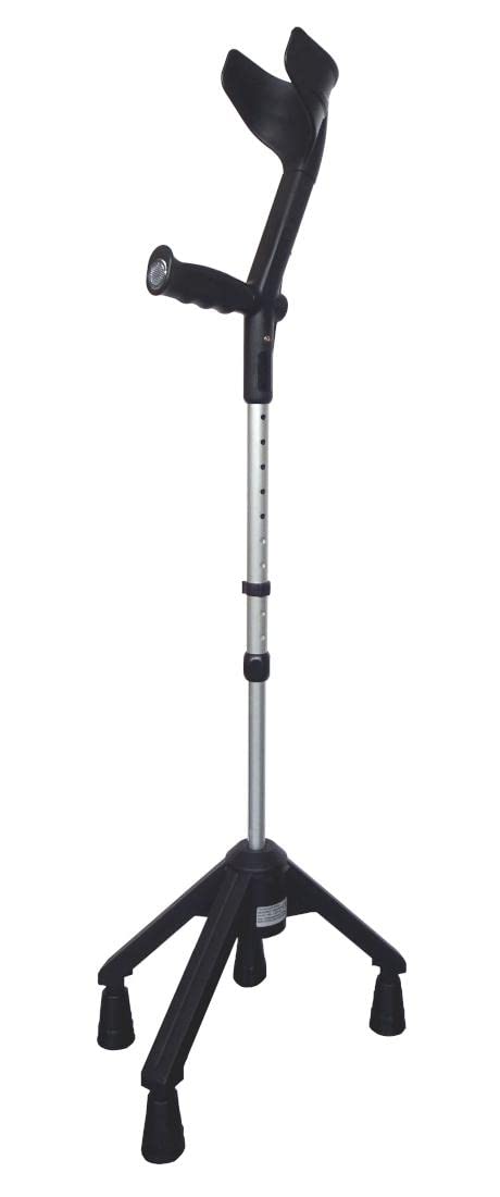 FabaCare Vierfuß Unterarm-Gehstütze Quadro, Vierfußgehstütze, Vierfußgehhilfe, Gehhilfe, Gehrahmen bis 100 kg, Schwarz