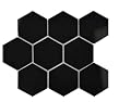 Tenedos Black Nero 4x4 Hexagon Porcelain Tile Glazed for Floor, Wall, Kitchen Backsplash, Bathroom Shower, Fireplace, Accent Decor (1 Sheet)