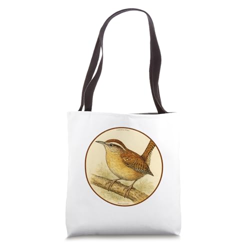 Bolso tipo tote con diseño retro de la ave Carolina Wren miniatura 1