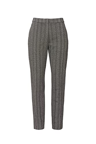 Grey Striped Trousers, Women's Pre-Loved Modern Slim Striped Pants, Size M or L2