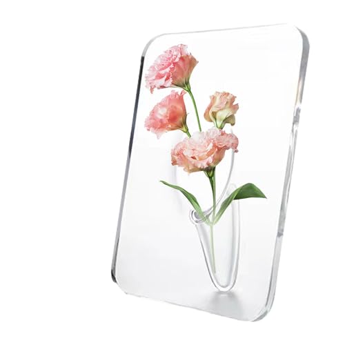 Generisch Jarrones acrílicos para flores, jarrones de marco de fotos, jarrones decorativos elegantes 2D acrílicos para escritorio, jarrones de flores, jarrones decorativos para escritorios para