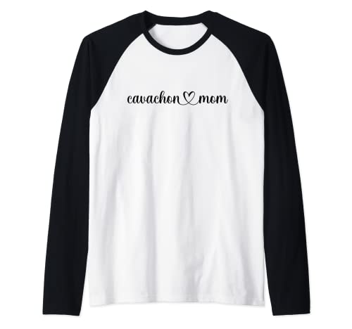 Dog Heart Love Cavachon Mom Raglan Baseball Tee, Black