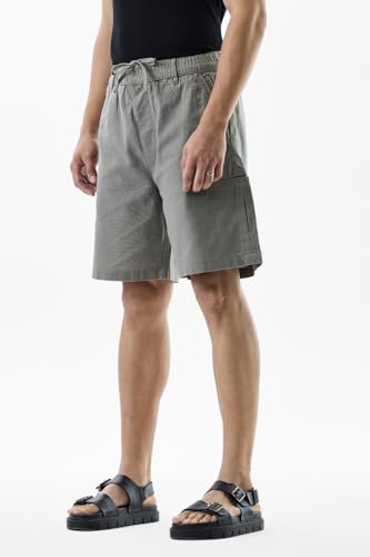 Image of SNITCH Men Casual Shorts | Regular Fit Mid Rise Solid Pattern | 100% Cotton Smooth Texture with Drawstring Closure & Elastic Waistband for Summer & Club Wear