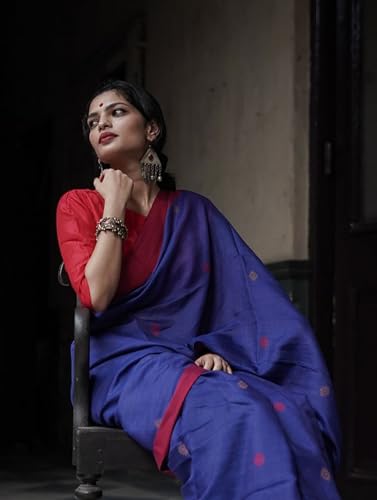 Image of Women's Cotton Soft Silk Sarees | Jamdani Cotton Saree With Attach Unstitched Blouse Piece
