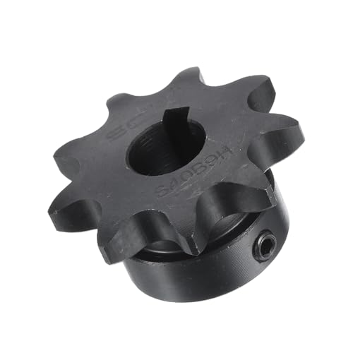 Image of uxcell #40 Chain Roller Sprocket B Type, 1 /2 inch Bore 9 Tooth Single Strand Chain Sprocket, Carbon Steel, Keyway with Set Screws