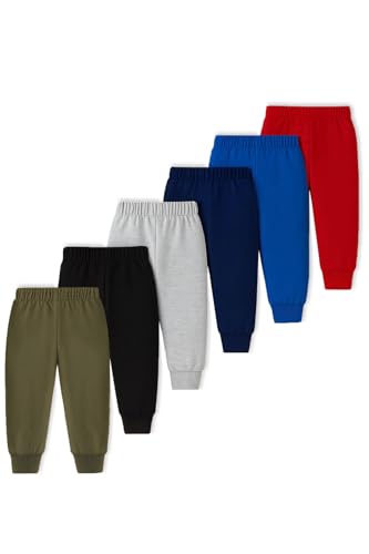 Image of Trampoline Kids Cotton Blend Pyjamas Pack of 6 | Everyday Bottoms with Ribbed Ankles | Soft, Breathable Cotton Blend Blend | Solid Colors
