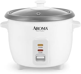AROMA® Rice Cooker, 3-Cup (Uncooked) / 6-Cup (Cooked), Small Rice Cooker, Oatmeal Cooker, Soup Maker, Auto Keep Warm, 1.5 Qt, White, ARC-363NG