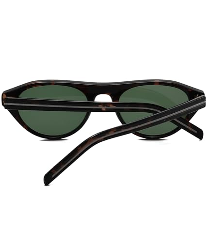 Image of EYLRIM Retro Oval Cat Eye Sunglasses for Women Men Trendy Flat Top Narrow Cateye Shades UV400 Protection