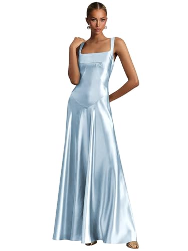 Spaghetti Strap Chiffon Bridesmaid Dresses for Women Ruffle Long Formal Dress Evening Gown with Slit