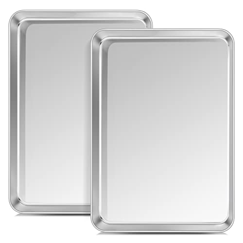 Joyfair Baking Tray Set of 2, Large Stainless Steel Oven Tray, Cookie Sheet Pan for Baking Cooking Roasting Serving, Non Toxic & Rust Free, Dishwasher Safe & Easy Clean, 40x30x2.5cm