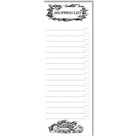 Kowbe Custom Shopping List Magnetic Memo Stick on Fridge Notepad. Basket Full Monochrome Design on a Magnetic Shopping List pad Diet Planner Kitchen Daily Planning Tool 50 Tear Off Pages Cover