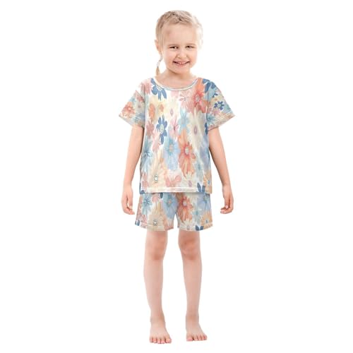 senya Short Sleeve Pajamas Sets Summer Cotton Sleepwear Floral Designs Pastel3