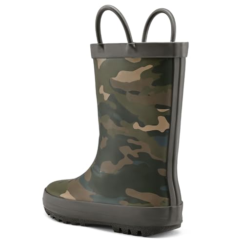 Image of mysoft Kid Rain Boots Toddler Rubber Waterproof Boot Boy Girl with Handle | Pull on, Slip Resistant