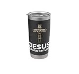 Jesús salvó mi vida Cruz cristiana Vaso térmico de acero inoxidable de doble pared