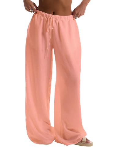 Image of RoseSeek Women's Beach Cover Ups Wide Leg Loose Linen Pants Swimsuit Coverup Summer Vacation Outfits 2026