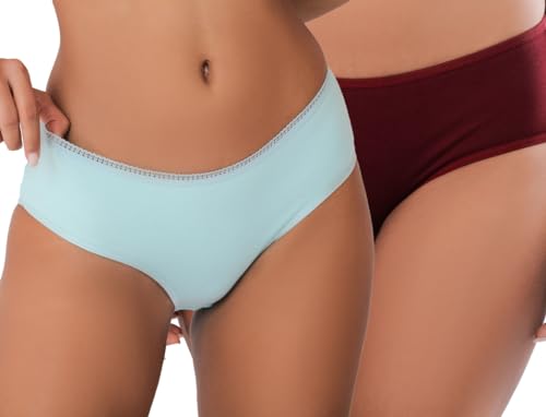 Image of EL ELGANTEWomen's Seamless Mid Waist Hipster Panty Combo in Super Soft Cotton Blend | Hipster Panty | Pack of 2 | Multicolor